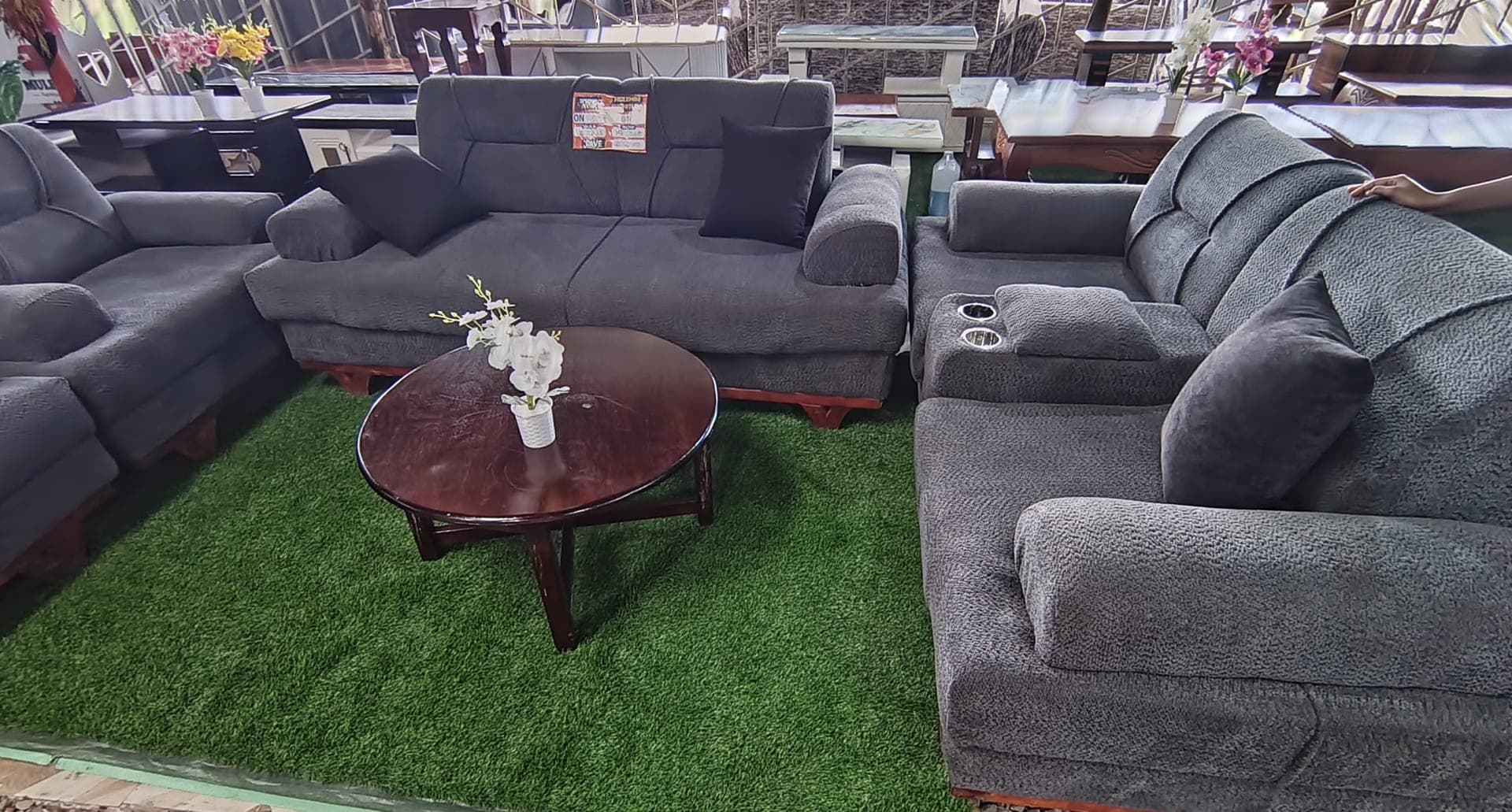 Grey Chenille Sofa Set