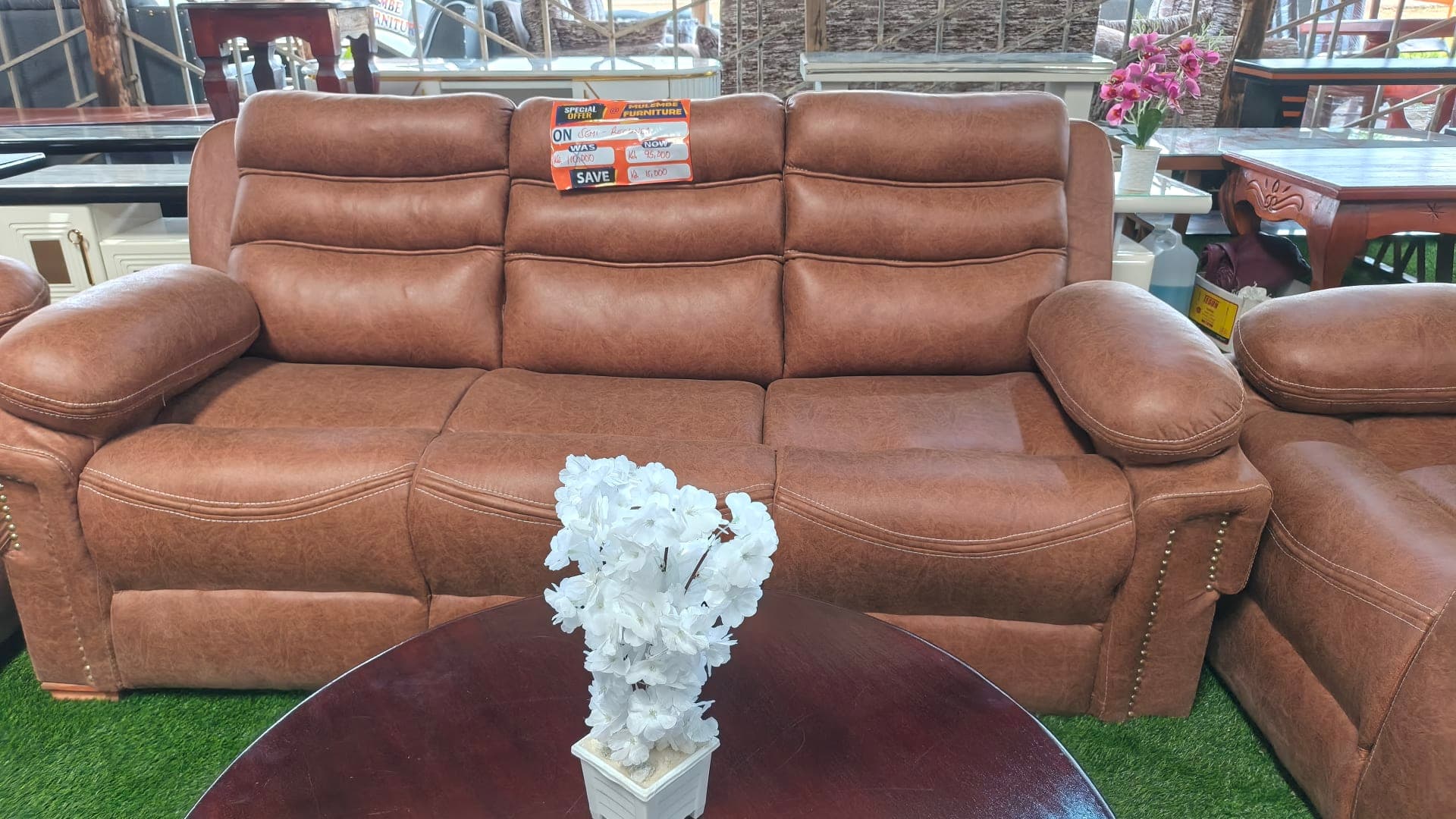 Tan Semi-Recliner Sofa Set