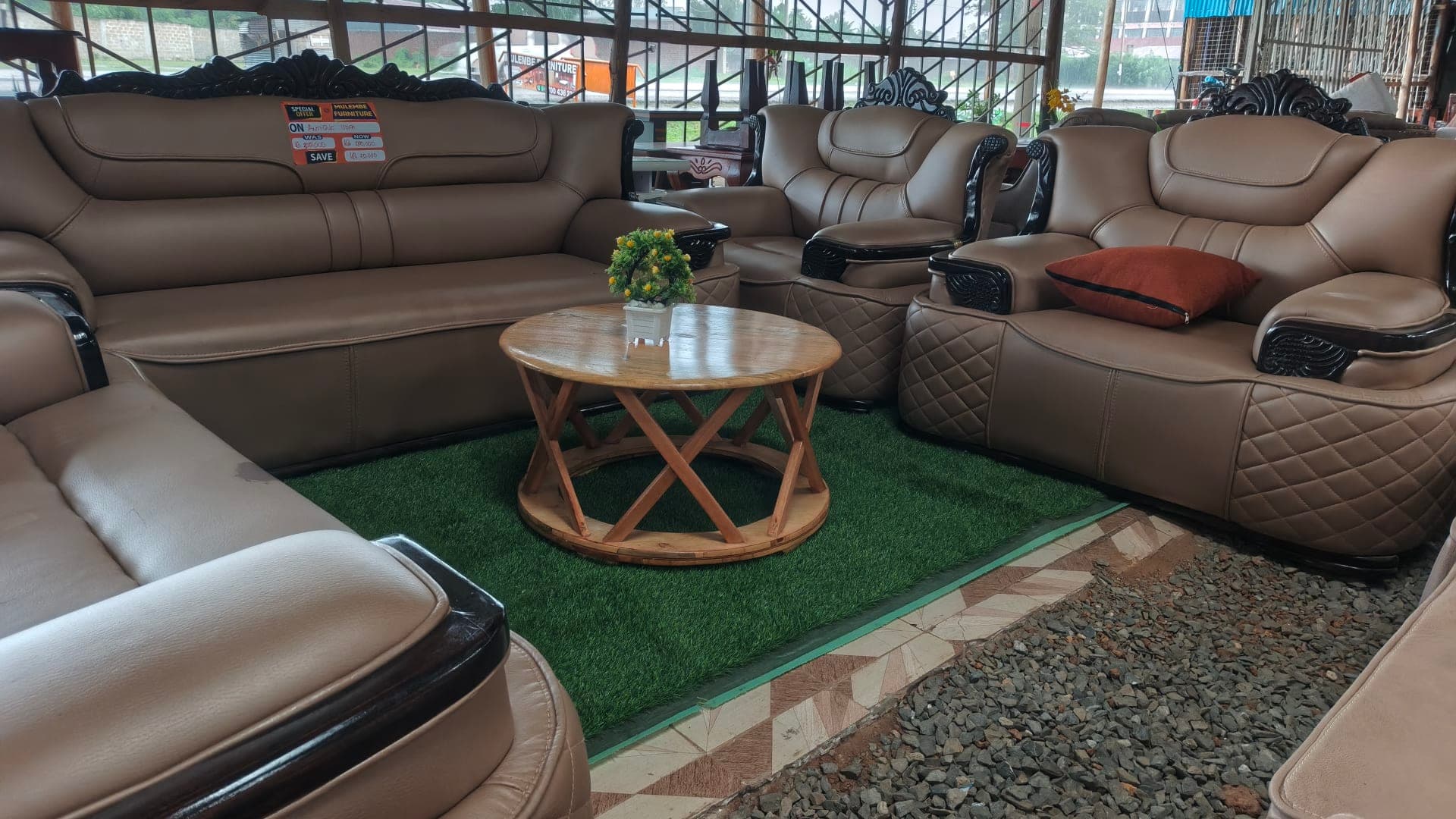 Antique Leather Sofa Set