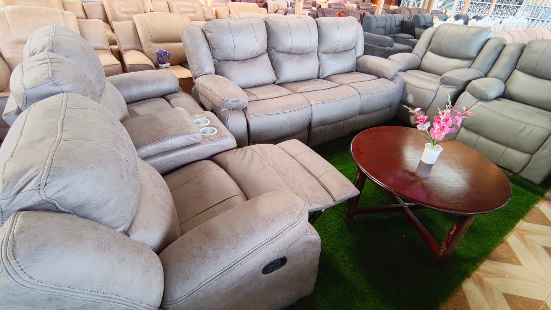 Grey Recliner Sofa Set