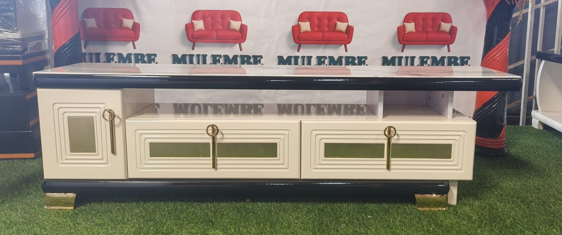 Cream & Black TV Stand