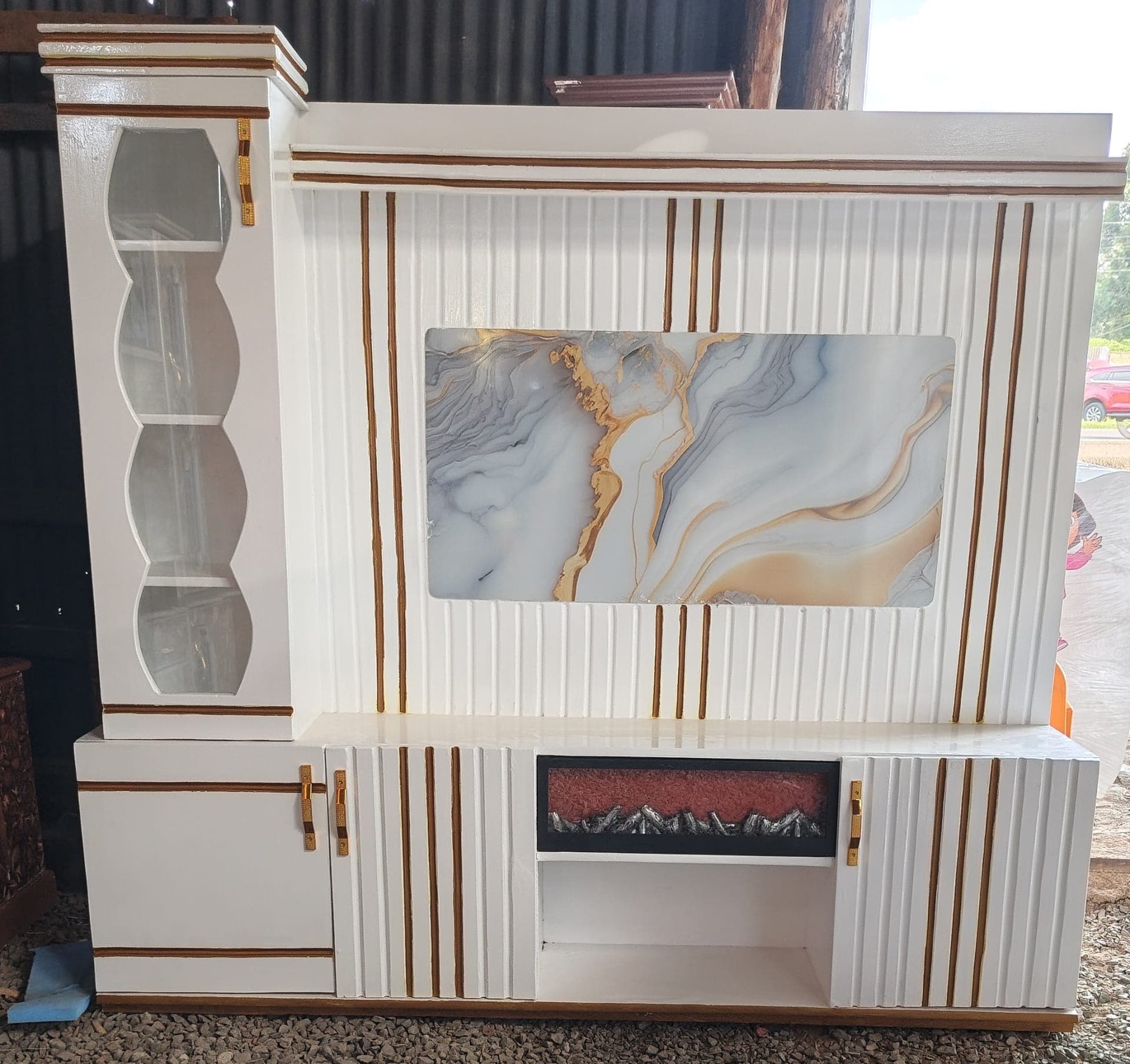 White & Gold Wall Unit